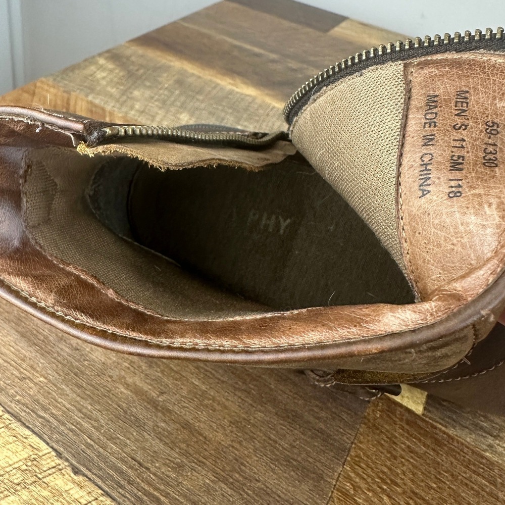 J. Murphy Johnston & Murphy Brown Leather Moto Side Zip Boots 59-1330 Mens 11.5M - Picture 8 of 10